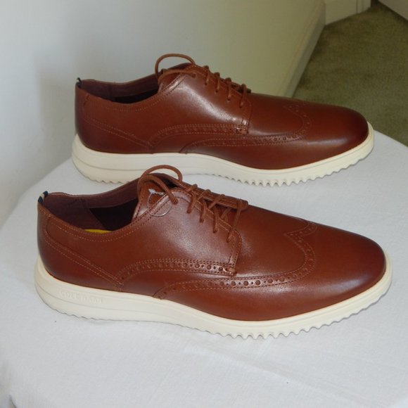 NEW Men's Cole Haan Grand Plus Wingtip Dress Oxford British Tan C36939 Shoes - Picture 1 of 7